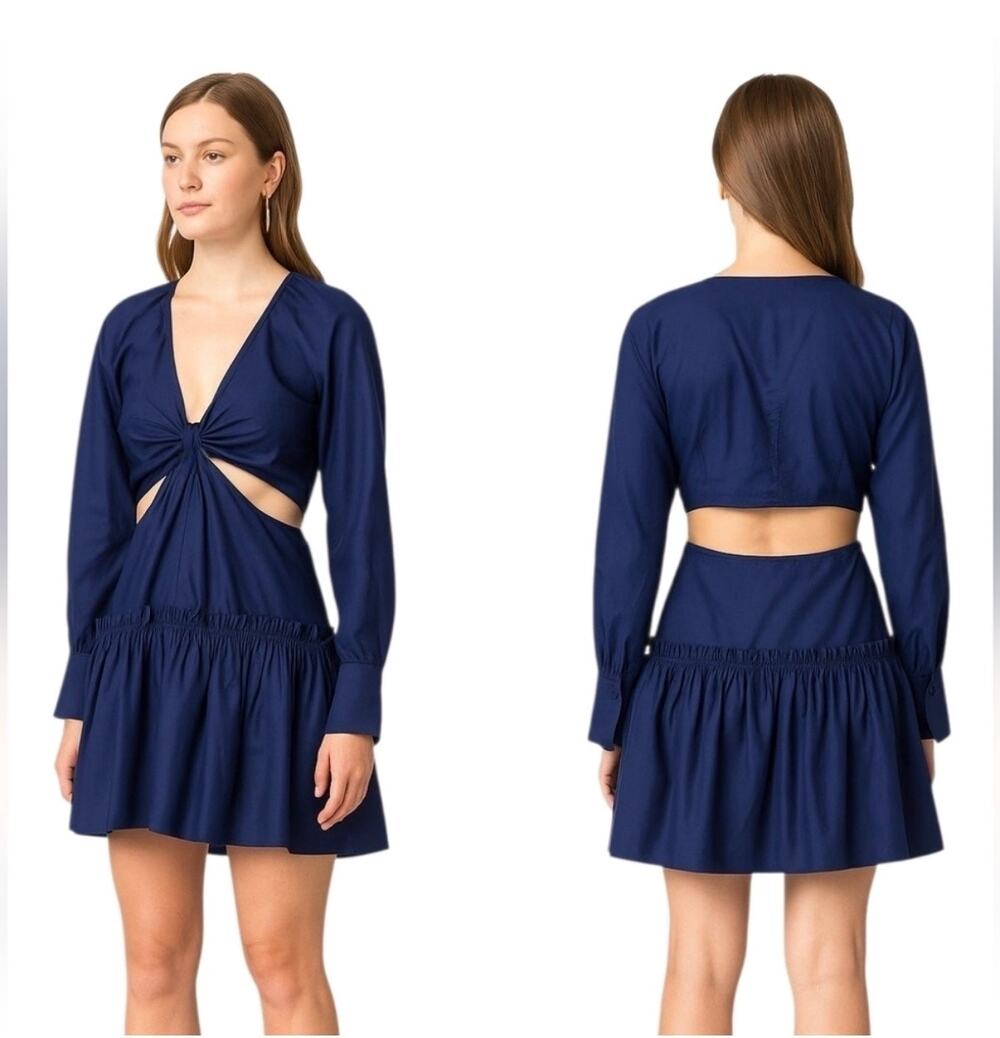 Jason Wu Midnight Blue Mini Cut Out Long Sleeve Dress Size M
